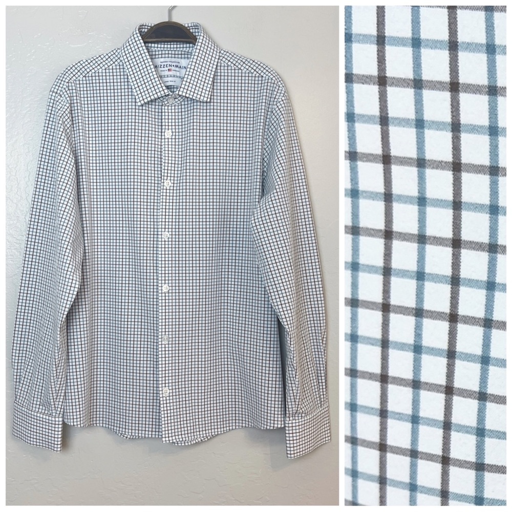 Mizzen+Main White and Brown Dress Shirt Classic Design